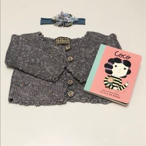 Hot Knots | Gray Knitted Rosebud Sweater | 18-24M